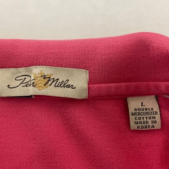 Peter Millar Sea Island Striped Coral Pink Vintage Golf Polo Men's Size L - Picture 4 of 10